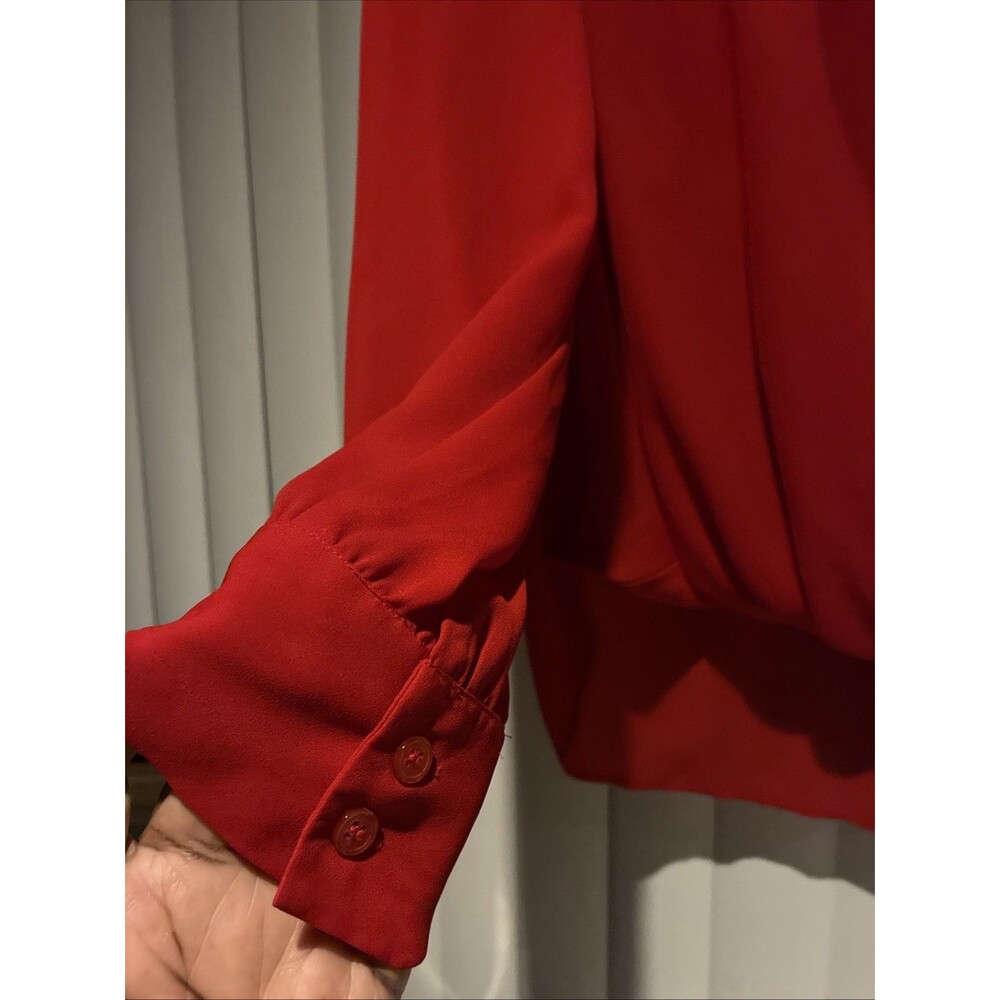 INC Red Wrap-Front High Low Blouse-long Sleeves-Red- 18W - Picture 4 of 9